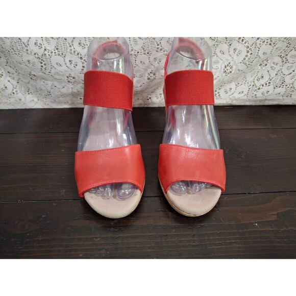 Clarks Laflay Lily Red Leather Cork Wedge SandalsSz. 5.5M - Picture 5 of 9